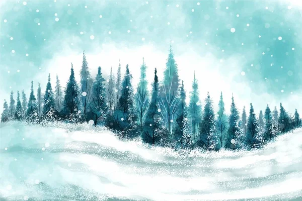 Πρωινή Άποψη Του Τοπίου Ορεινό Δάσος Χριστουγεννιάτικο Δέντρο Νέο Έτος — Διανυσματικό Αρχείο