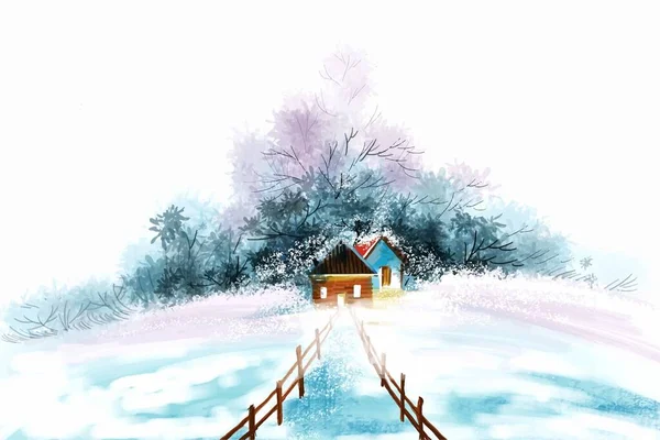 Slavnostní Zimní Krajina Vánoční Stromky Krásná Dovolená Karta Pozadí — Stockový vektor