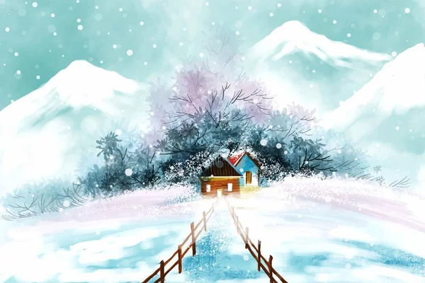 Landschaft Für Winter Und Neujahr Urlaub Weihnachtskarte Hintergrund — Stockvektor