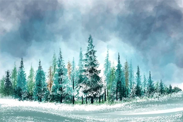 Krajobraz Zimę Nowy Rok Wakacje Kartka Tło — Wektor stockowy