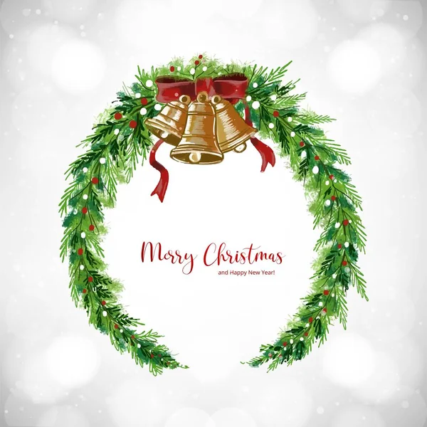 Bela Celebração Artística Natal Grinalda Decorativa Cartão Fundo —  Vetores de Stock