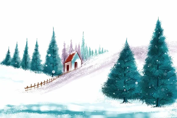 Рождественские Зимние Пейзажи Холодной Погоды Морозный Фон Рождественской Елки — стоковый вектор