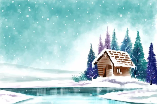 Krajina Pro Zimní Novoroční Prázdniny Vánoční Přání Pozadí — Stockový vektor