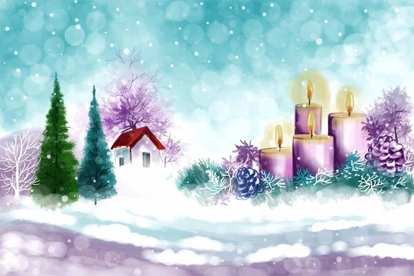 Dibujo Acuarela Pintado Mano Para Navidad Feliz Año Nuevo Fondo — Archivo Imágenes Vectoriales