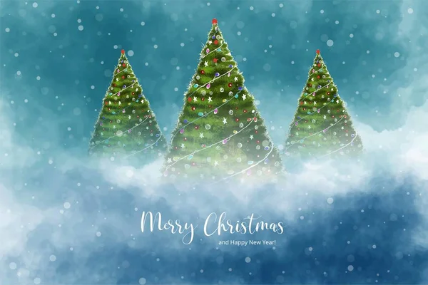 Inverno Festivo Paisagem Natal Árvores Belo Feriado Cartão Fundo — Vetor de Stock