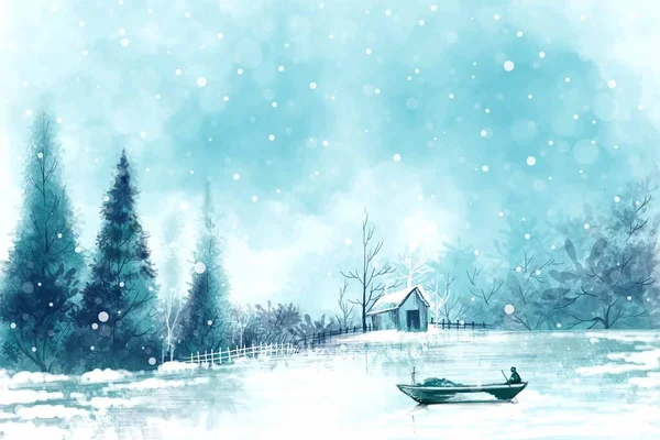 Natale Paesaggio Invernale Alberi Natale Bella Vacanza Carta Sfondo — Vettoriale Stock