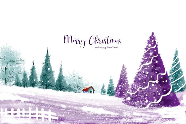Impressive Christmas Trees Winter Landscape Snow Card Background — Stock Vector
