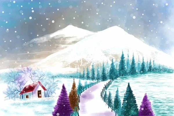 圣诞节及新年快乐背景的手绘水彩画 — 图库矢量图片