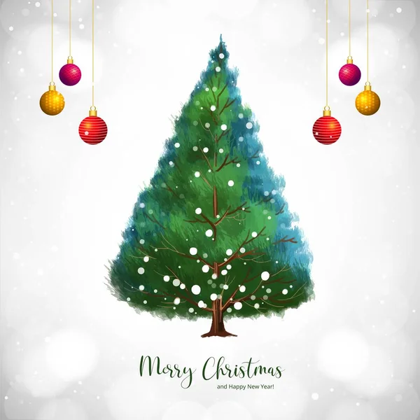 Künstlerische Schöne Weihnachtsbaum Karte Auf Weißem Hintergrund — Stockvektor