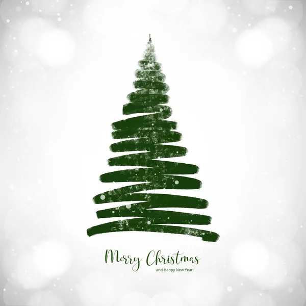 Handgezeichneter Weihnachtsbaum Auf Weißem Hintergrund — Stockvektor