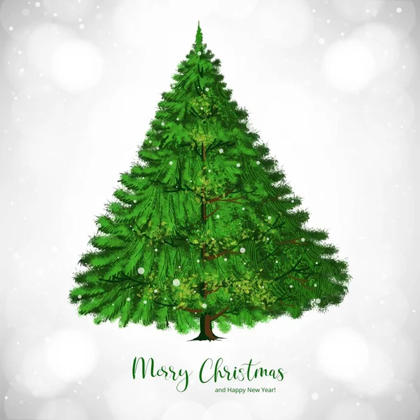 Künstlerische Schöne Weihnachtsbaumkarte Auf Weißem Hintergrund — Stockvektor
