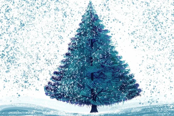 Mão Desenhada Decorativa Árvore Natal Fundo Cartão Férias — Vetor de Stock