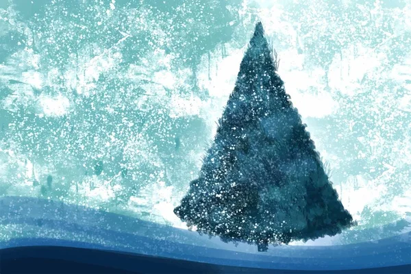 Weihnachten Winter Landschaft Von Kaltem Wetter Und Frost Weihnachtsbaum Hintergrund — Stockvektor
