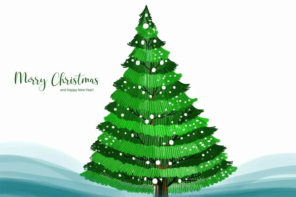 Merry Christmas Tree Card Celebration Background — Stock Vector