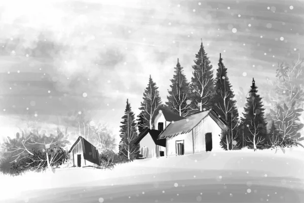 Paesaggio Vacanze Invernali Capodanno Sfondo Carta Natale — Vettoriale Stock