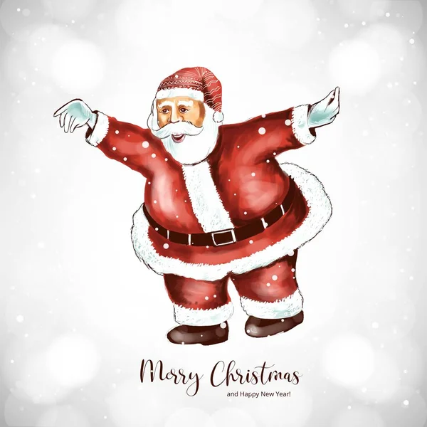 Veselé Vánoce Šťastný Nový Rok Přání Santa Claus Zimní Pozadí — Stockový vektor