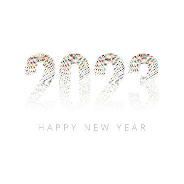 New year dotted 2023 holiday card on white background