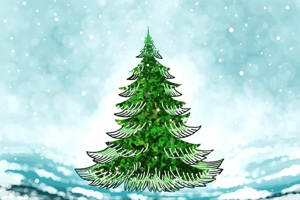 Feriado Decorativo Inverno Natal Árvore Saudação Cartão Fundo — Vetor de Stock