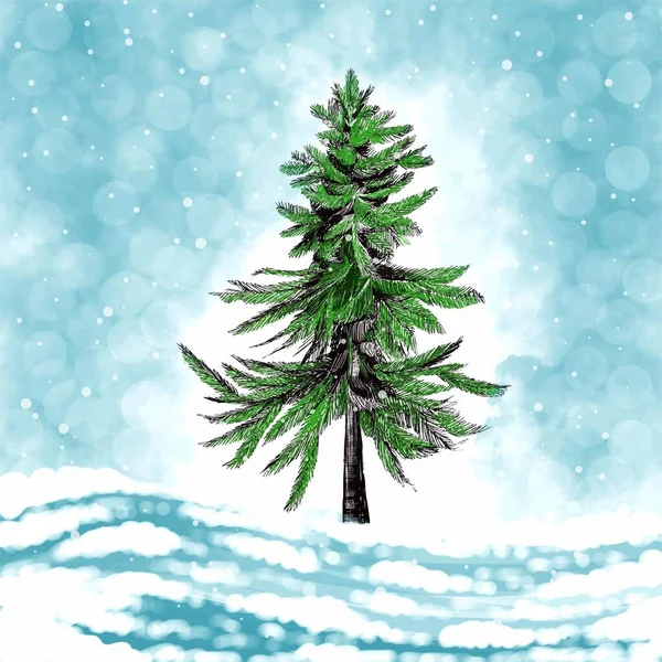 Weihnachten Thema Mit Weihnachtsbaum Winter Karte Urlaub Hintergrund — Stockvektor