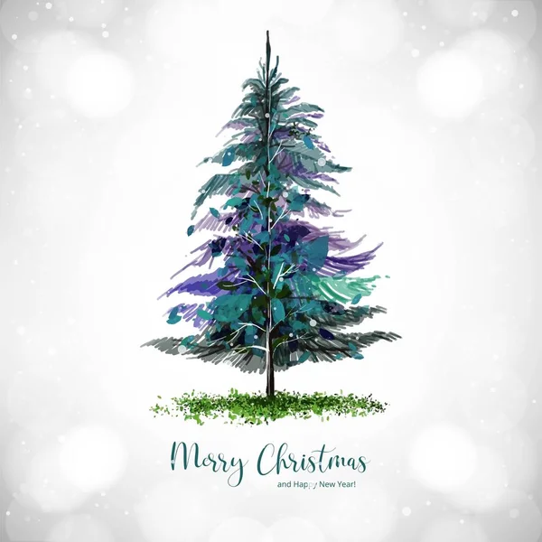 Mão Desenhar Inverno Natal Árvore Cartão Fundo — Vetor de Stock