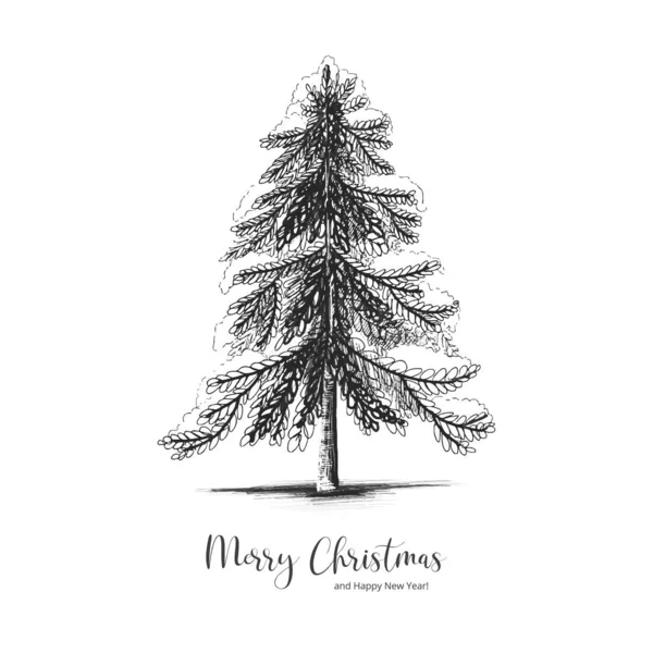 Hand Zeichnen Skizze Weihnachtsbaum Winter Urlaub Karte Hintergrund — Stockvektor