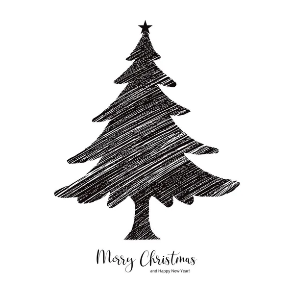Handzeichnung Weihnachtsbaum Skizze Auf Weißem Hintergrund — Stockvektor