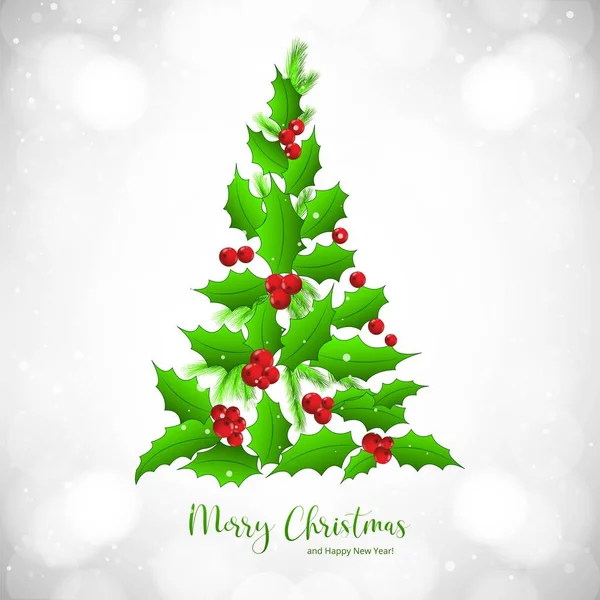 Dekoriert Weihnachten Blatt Baum Urlaub Karte Hintergrund — Stockvektor