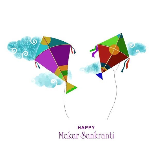 Happy Makar Sankranti Colorful Kites Festival India — Stock Vector