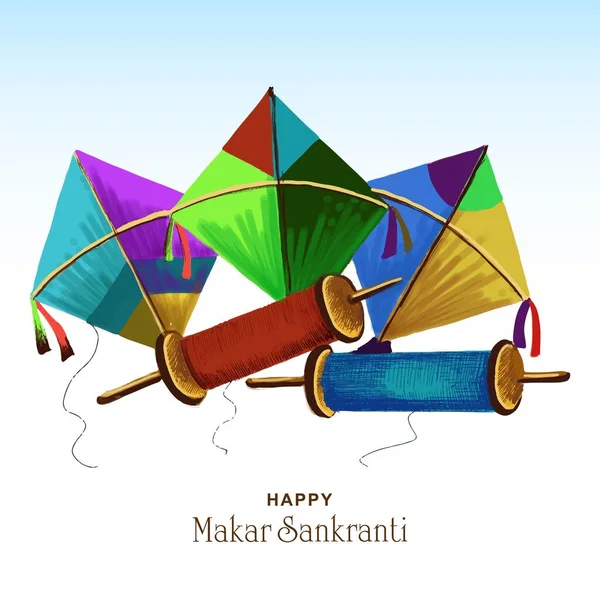Makar Sankranti Greeting Card Holiday Background — Stock Vector