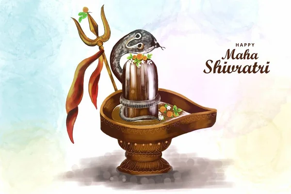 Maha Shivratri Festival Greeting Card Shivling Background — Vetor de Stock
