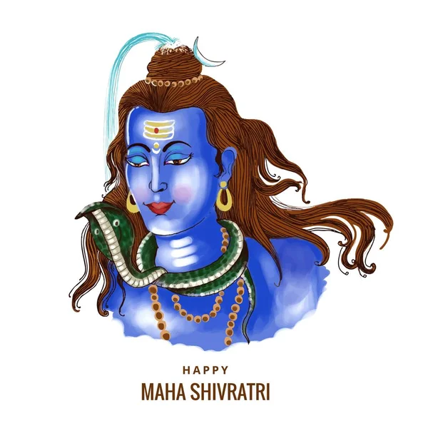 Senhor Shiva Deus Indiano Hindu Para Maha Shivratri Cartão Fundo — Vetor de Stock