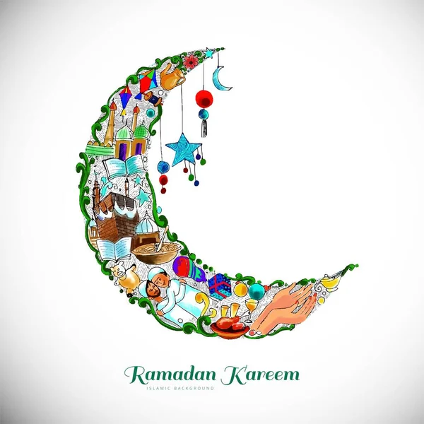 Красивая Декоративная Луна Рамадан Карим Фон — стоковый вектор