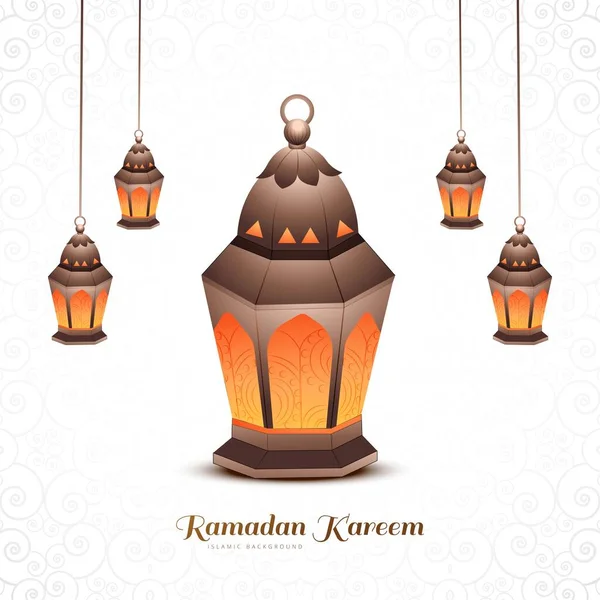 Χειροποίητο Αραβικό Λάμπες Ramadan Kareem Φόντο Ευχετήρια Κάρτα — Διανυσματικό Αρχείο