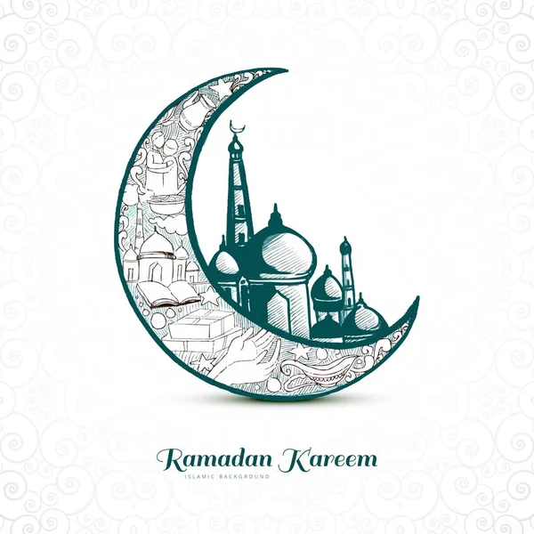 Ramadan Kareem Greeting Card Muslim Holiday Background — Stock Vector