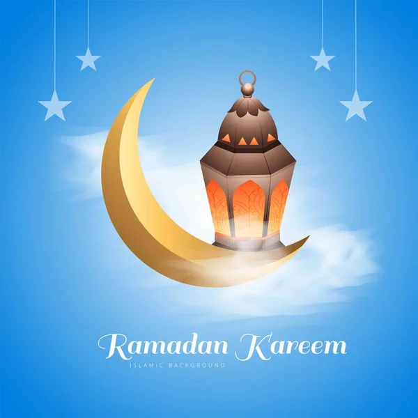 Ramadhan Kareem Islamic Moon Lamps Colorfull Card Background - Stok Vektor