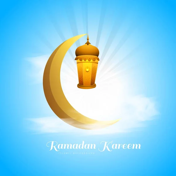 Ramadan Kareem Iszlám Hold Lámpák Színes Kártya Háttér — Stock Vector