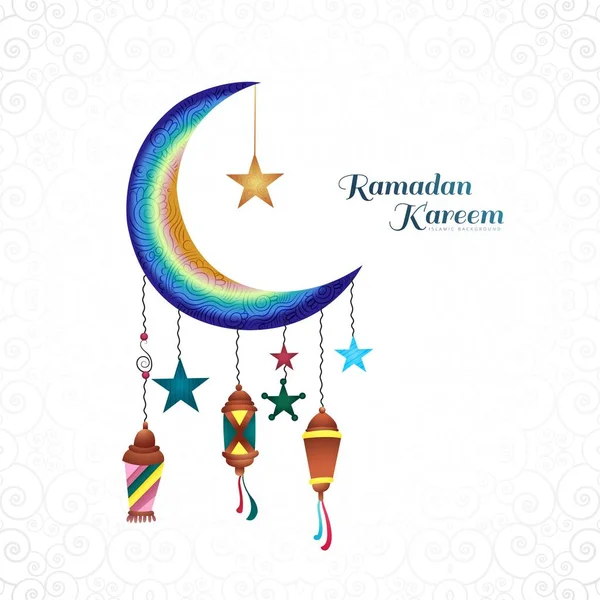 Mond Ramadan Kareem Grußkarte Hintergrund — Stockvektor
