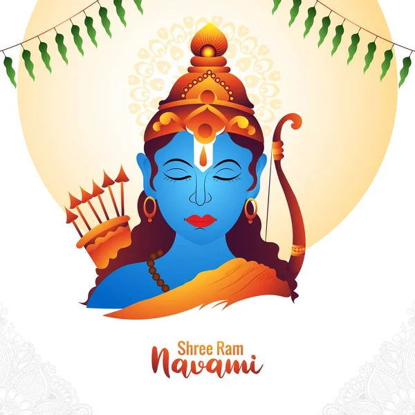 Lord Rama Shree Ram Navami Festival Wishes Card Celebration Background — Stock Vector