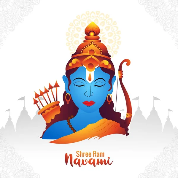 Shri Ram Navami Celebración Tarjeta Felicitación Hindú Festival Fondo — Vector de stock