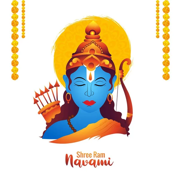 Shri Ram Navami Celebration Greeting Card Hindu Festival Background — Stock Vector
