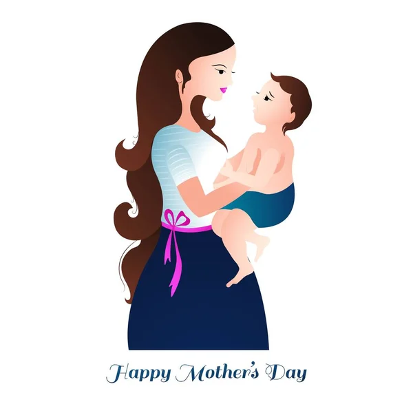 Dia Mães Felizes Para Mulher Bebê Design Cartão Amor Criança — Vetor de Stock