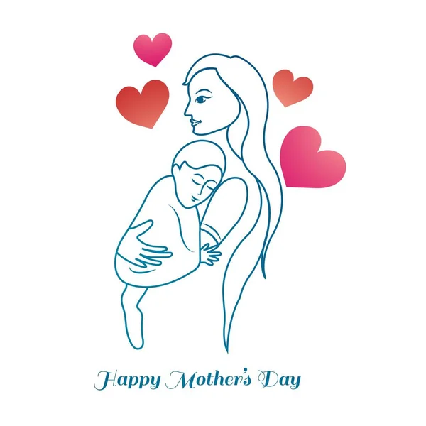 Feliz Día Las Madres Para Mujer Bebé Diseño Tarjetas Amor — Archivo Imágenes Vectoriales