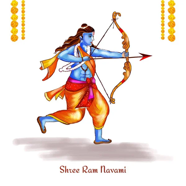 Lord Shree Ram Navami Festival Celebration Card Background — Stock Vector