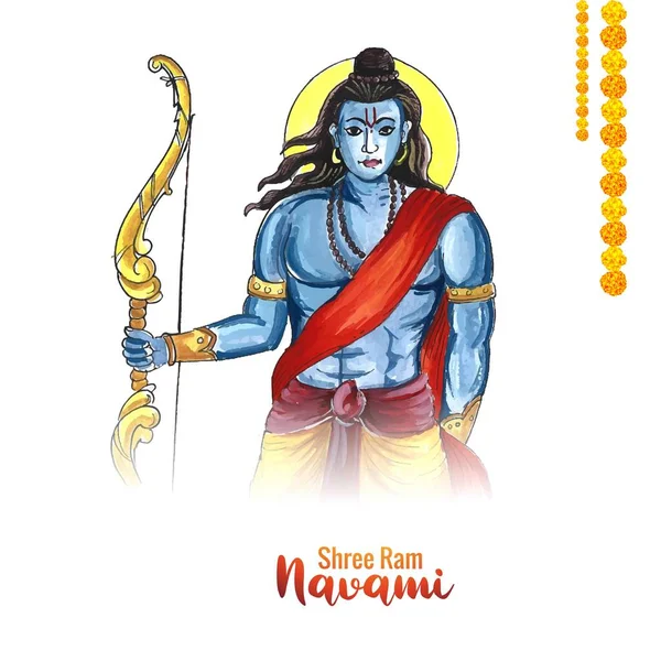 Lord Shree Ram Navami Festival Wishes Card Background — Stock Vector