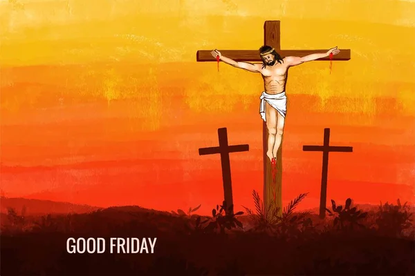 Boa Sexta Feira Jesus Cristo Crucificação Cartaz Fundo —  Vetores de Stock