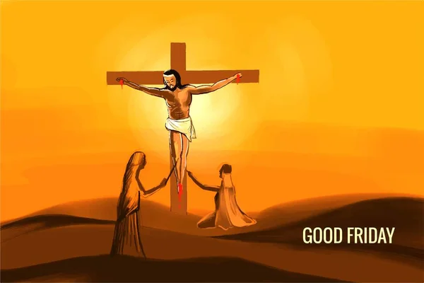 Buen Concepto Fondo Viernes Con Fondo Jesus Cross Card — Archivo Imágenes Vectoriales