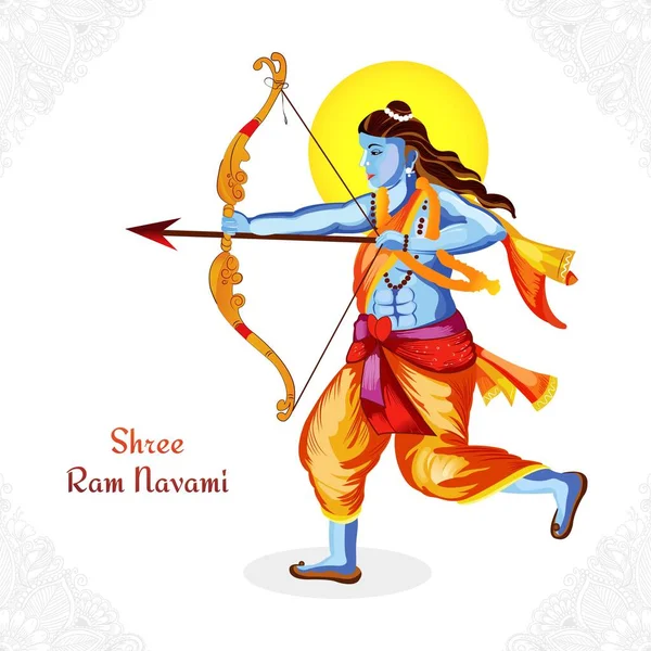 Lord Shree Ram Navami Festivali Kart Geçmişi Istiyor — Stok Vektör