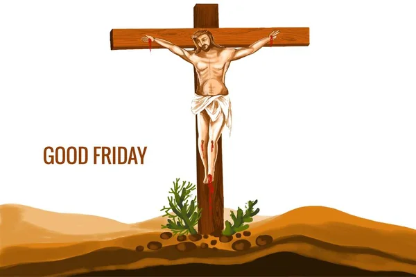 Μεγάλη Παρασκευή Του Ιησού Χριστού Φόντο Αφίσα Σταύρωσης — Διανυσματικό Αρχείο