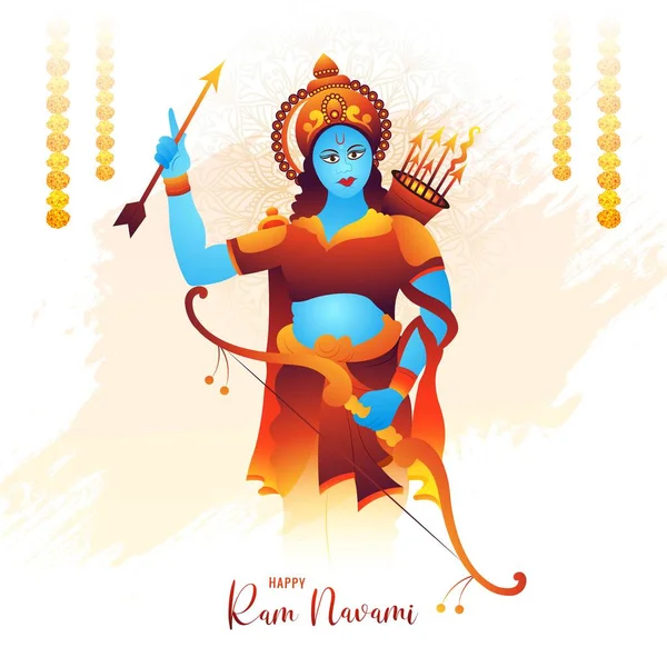 Lord Rama Shree Ram Navami Festival Wishes Card Celebration Back — Stock Vector