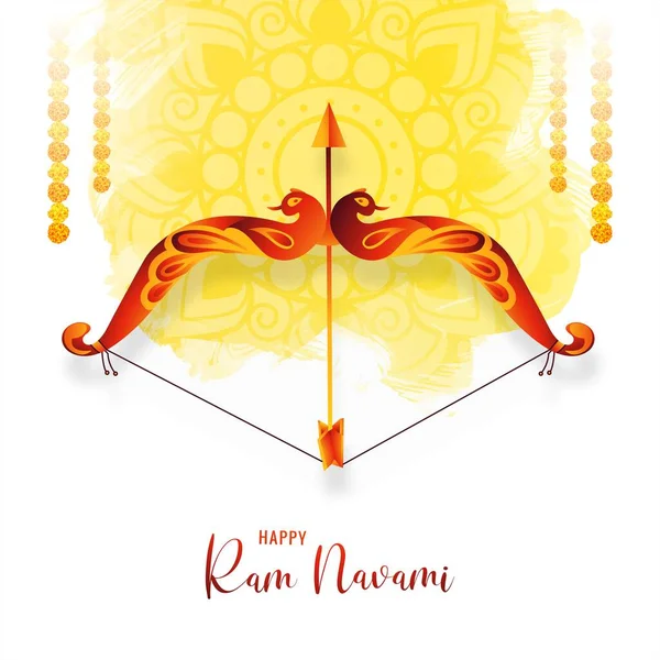 Señor Rama Con Arco Flecha Sri Ram Navami Fondo — Vector de stock